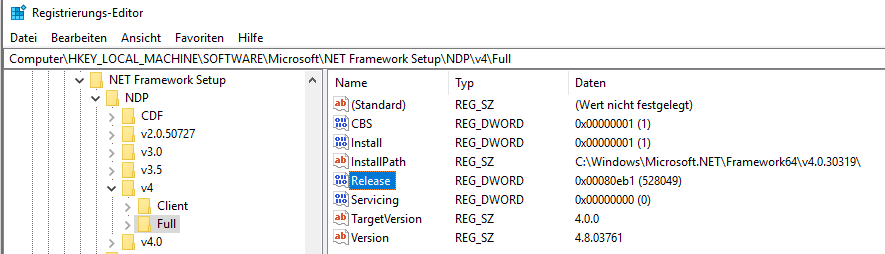 .Net Framework version installed on client
